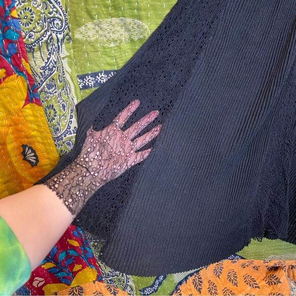 Zara Knit Italian Yarn Black Lace Open Back Maxi Dress Size Small - Picture 7 of 16